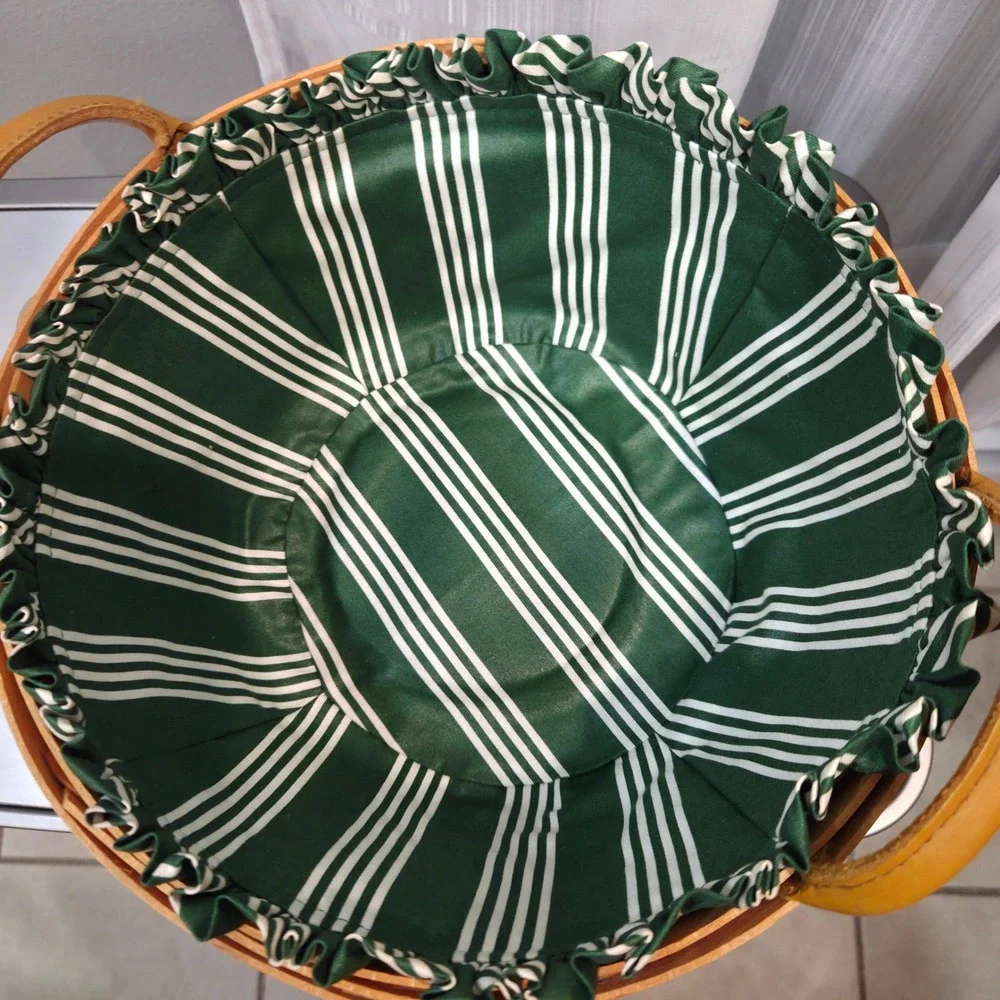 Longaberger 1999 Christmas Collection Popcorn Basket Green Liner Protector 48712